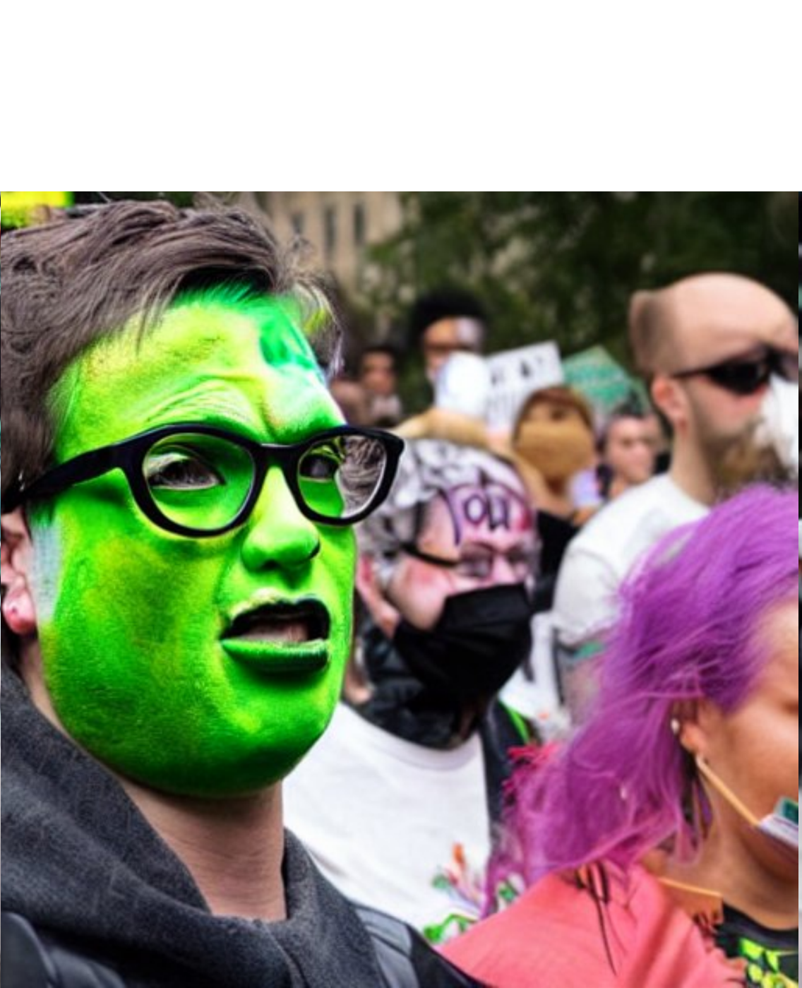 High Quality Green Protester Blank Meme Template