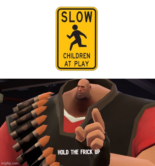Slow children at play | image tagged in hold the frick up | made w/ Imgflip meme maker