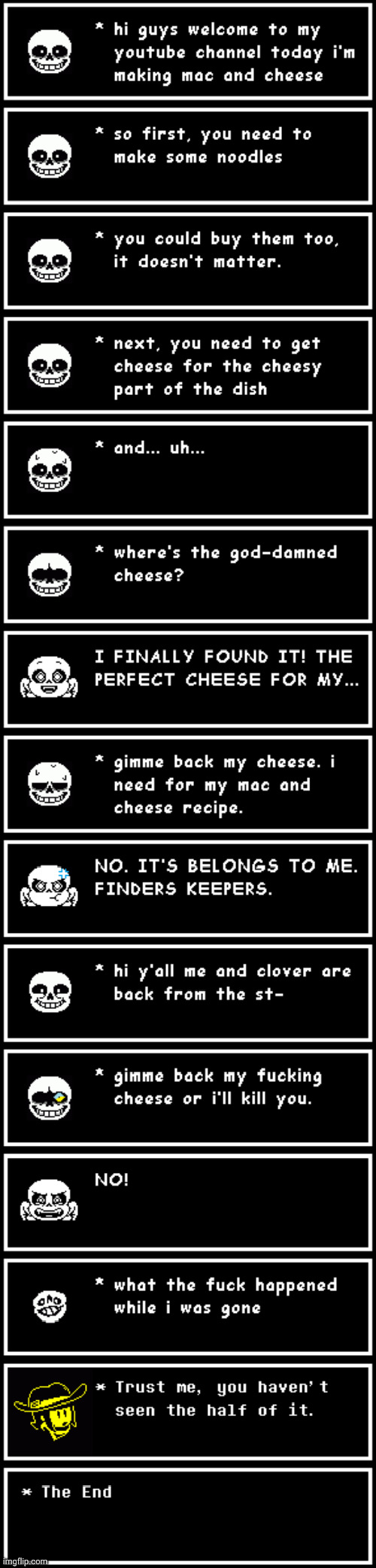 Insanity Sans' Cooking Show: Ep.1: Mac & Cheese | image tagged in comics/cartoons,undertale | made w/ Imgflip meme maker