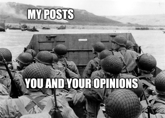 Normandy Omaha Beach | MY POSTS YOU AND YOUR OPINIONS | image tagged in normandy omaha beach | made w/ Imgflip meme maker