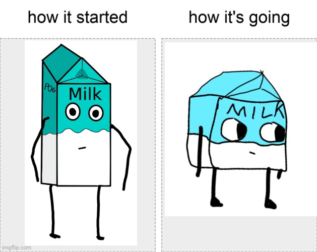 He is much more scrunkly | image tagged in how it started vs how it's going | made w/ Imgflip meme maker