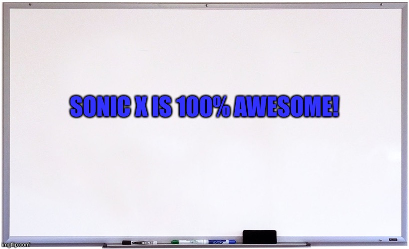 whiteboard | SONIC X IS 100% AWESOME! | image tagged in whiteboard | made w/ Imgflip meme maker