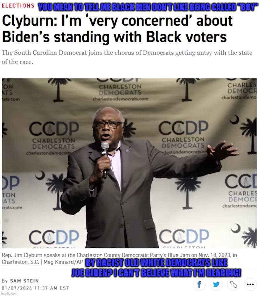 I Was Wrong About Black Men Apparently | YOU MEAN TO TELL ME BLACK MEN DON'T LIKE BEING CALLED "BOY"; BY RACIST OLD WHITE DEMOCRATS LIKE JOE BIDEN? I CAN'T BELIEVE WHAT I'M HEARING! | image tagged in boy,racist democrats,stupid black people | made w/ Imgflip meme maker