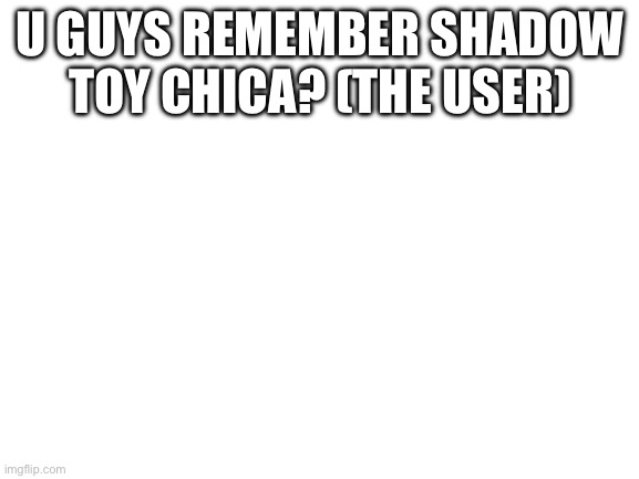 Blank White Template | U GUYS REMEMBER SHADOW TOY CHICA? (THE USER) | image tagged in blank white template | made w/ Imgflip meme maker