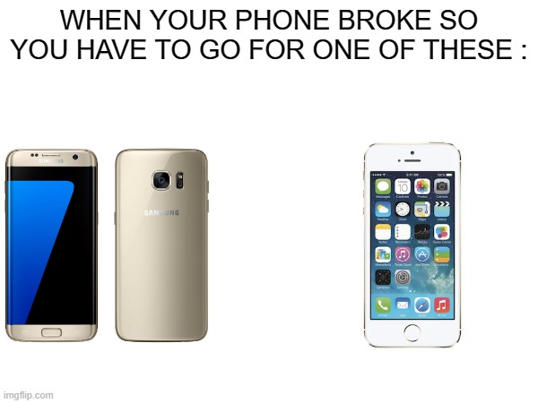 what its like after breaking your phone | WHEN YOUR PHONE BROKE SO YOU HAVE TO GO FOR ONE OF THESE : | image tagged in phone | made w/ Imgflip meme maker
