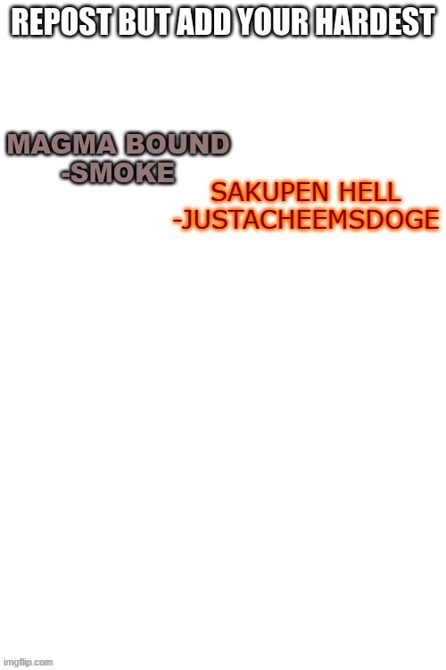 Currently working on Bloodlust for my New Hardest | SAKUPEN HELL
-JUSTACHEEMSDOGE | made w/ Imgflip meme maker