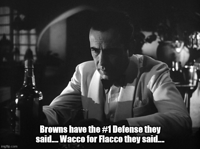 Bogie Browns Fan | Browns have the #1 Defense they said.... Wacco for Flacco they said.... | image tagged in cleveland browns | made w/ Imgflip meme maker