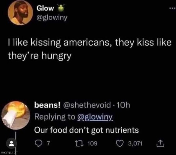 Kissing Americans | image tagged in kiss,kissing,food | made w/ Imgflip meme maker