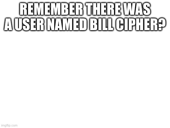 Blank White Template | REMEMBER THERE WAS A USER NAMED BILL CIPHER? | image tagged in blank white template | made w/ Imgflip meme maker