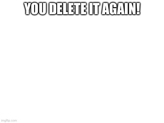 @broken-vessel | YOU DELETE IT AGAIN! | image tagged in blank white template | made w/ Imgflip meme maker