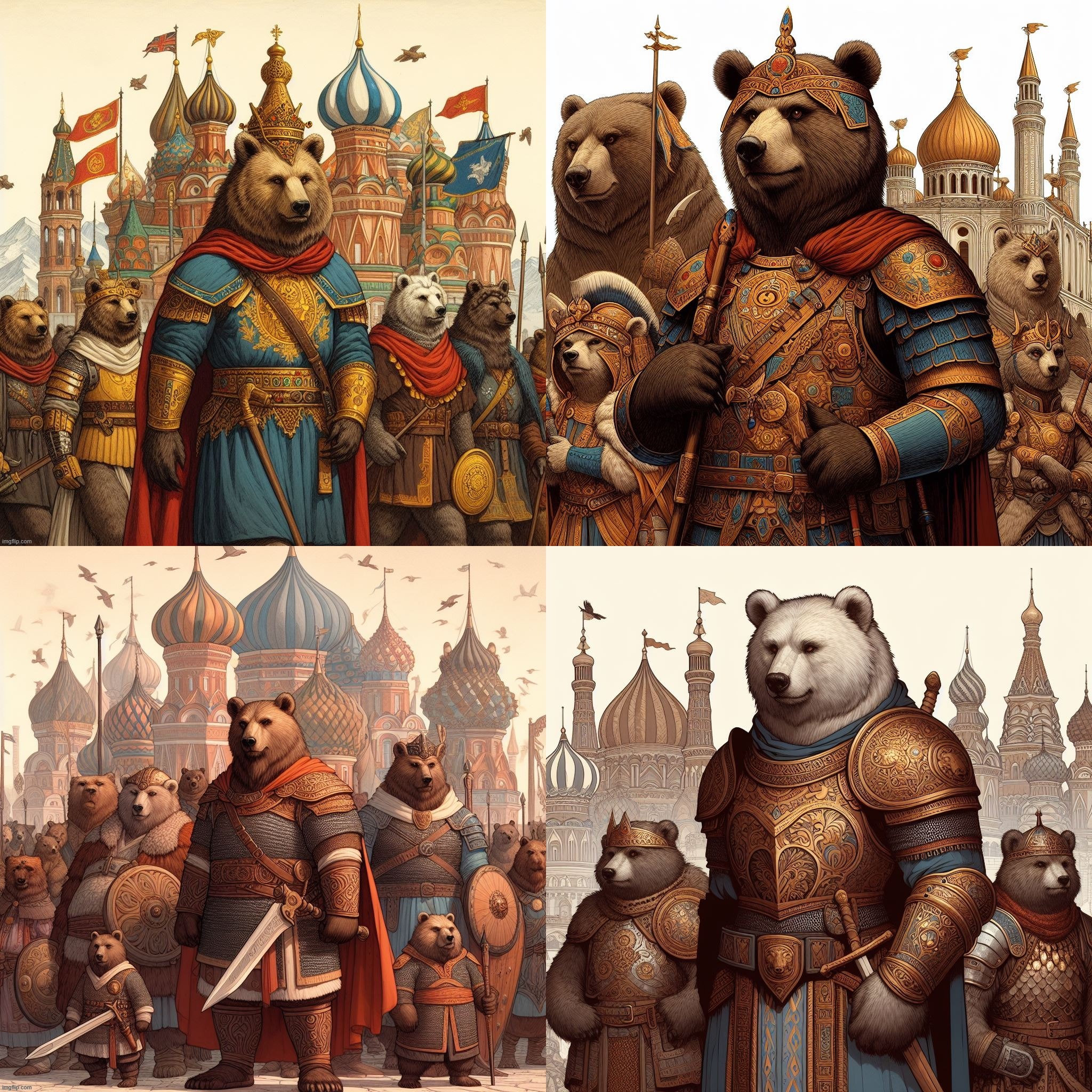 Ai Bing: Humanoid Bears based on Soviet/Imperial Russia and Medo Persia. Daaa Bears. Prusso Varang-Bears. | image tagged in ai generated,russian,persian,bears,anthro | made w/ Imgflip meme maker