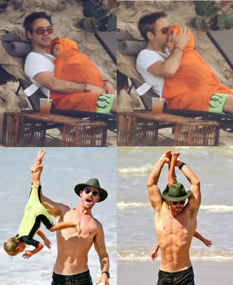 RDJ vs Chris Hemsworth on Vacation Blank Meme Template