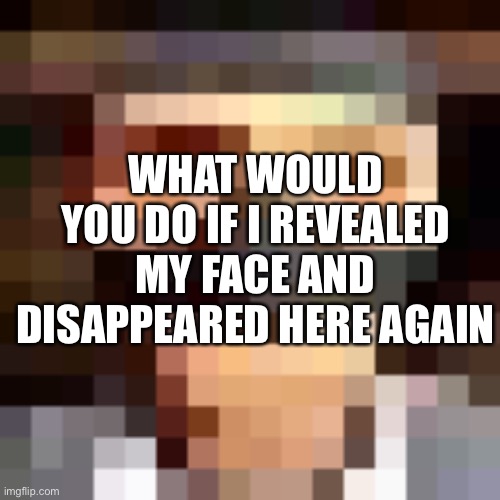 Idk just curious | WHAT WOULD YOU DO IF I REVEALED MY FACE AND DISAPPEARED HERE AGAIN | image tagged in retro spi,200 updoots imagine lol | made w/ Imgflip meme maker