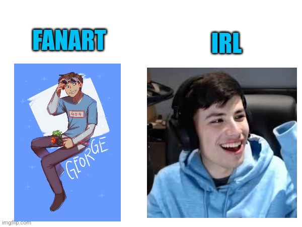 Fanart vs Irl | IRL; FANART | image tagged in gogy,georgenotfound,fanart vs irl | made w/ Imgflip meme maker
