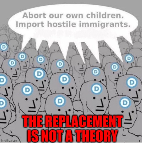 Its not our theory, its their policy | THE REPLACEMENT IS NOT A THEORY | image tagged in white people,conspiracy theory,theory,illegal immigration,immigration,democratic socialism | made w/ Imgflip meme maker