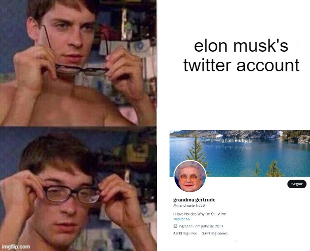 i'm being serious | elon musk's twitter account | image tagged in spiderman glasses,twitter,x,elon musk | made w/ Imgflip meme maker