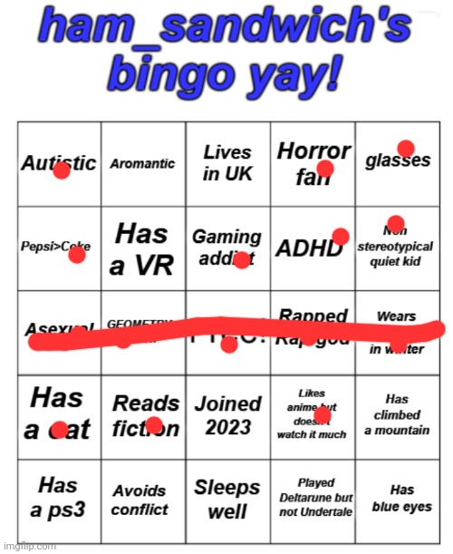 Ham's bingo board! | image tagged in ham's bingo board | made w/ Imgflip meme maker