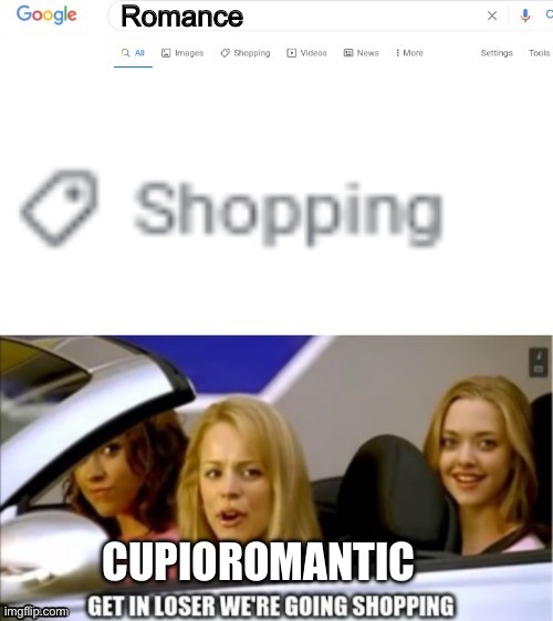 Google search shopping | Romance; CUPIOROMANTIC | image tagged in google search shopping | made w/ Imgflip meme maker