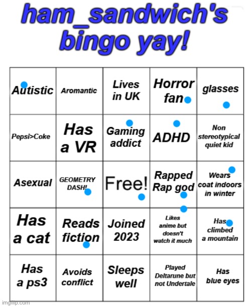 Ham's bingo board! | image tagged in ham's bingo board | made w/ Imgflip meme maker