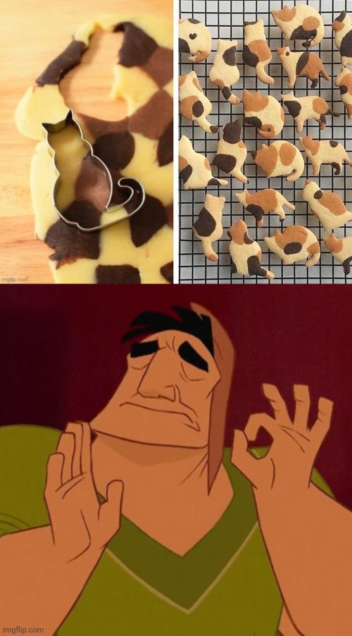 When the cookies are just right: | image tagged in when x just right,divine,cats,perfection,cookies,art | made w/ Imgflip meme maker