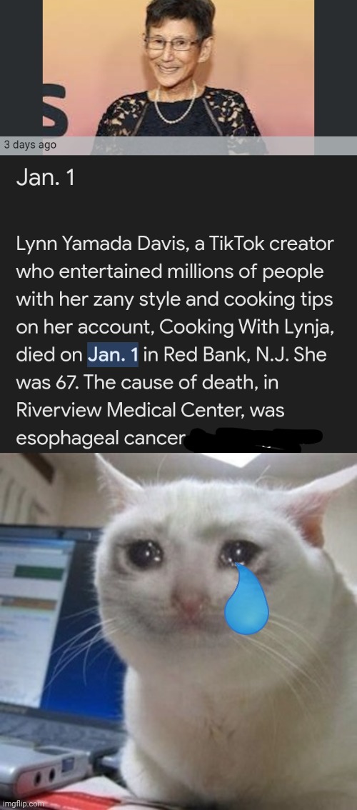 image tagged in crying cat,sad,dead | made w/ Imgflip meme maker