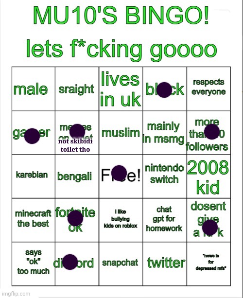 *respects good human beings tho* | not skibidi toilet tho | image tagged in mu10s bingo | made w/ Imgflip meme maker