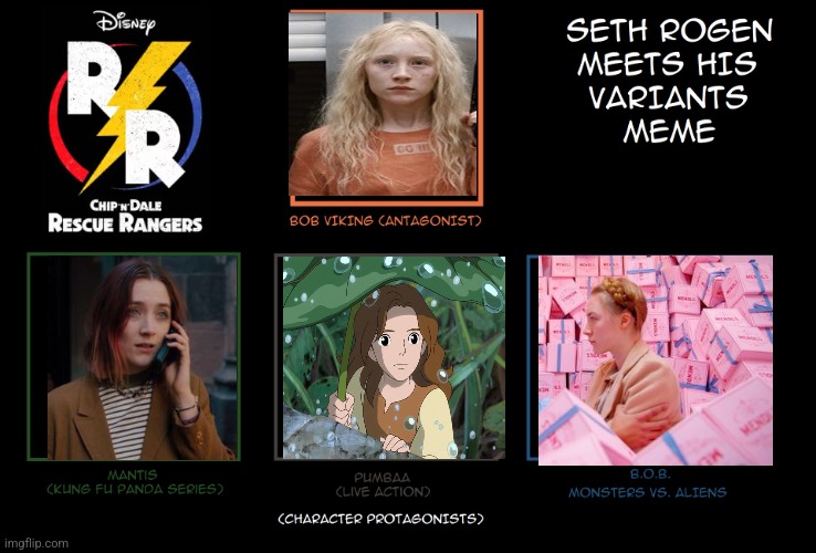 Saoirse Ronan Meets Her Variants | image tagged in seth rogen meets his variants | made w/ Imgflip meme maker