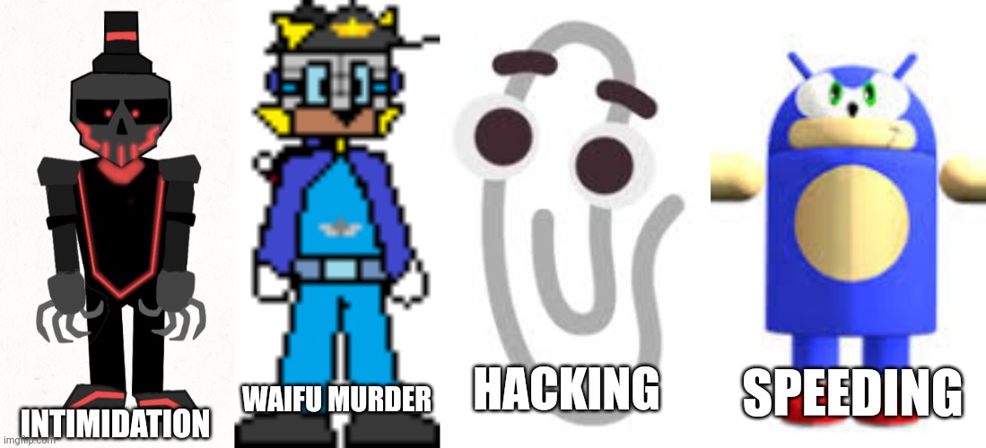 Crime confession | HACKING; INTIMIDATION; SPEEDING; WAIFU MURDER | image tagged in crime | made w/ Imgflip meme maker