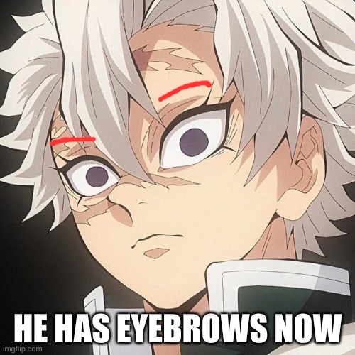 HE HAS EYEBROWS NOW | made w/ Imgflip meme maker