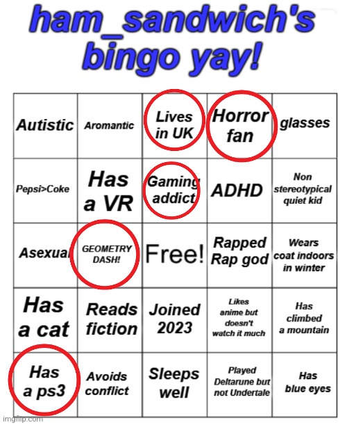 Ok | image tagged in ham's bingo board | made w/ Imgflip meme maker