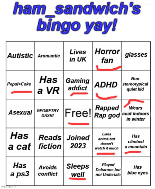 This bingo kinda cheeks | image tagged in ham's bingo board | made w/ Imgflip meme maker