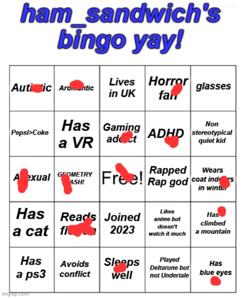 Ham's bingo board! | image tagged in ham's bingo board | made w/ Imgflip meme maker