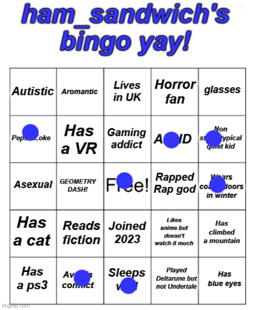 Ham's bingo board! | image tagged in ham's bingo board | made w/ Imgflip meme maker