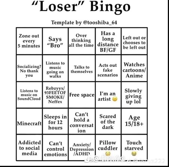 loser bingo Blank Meme Template