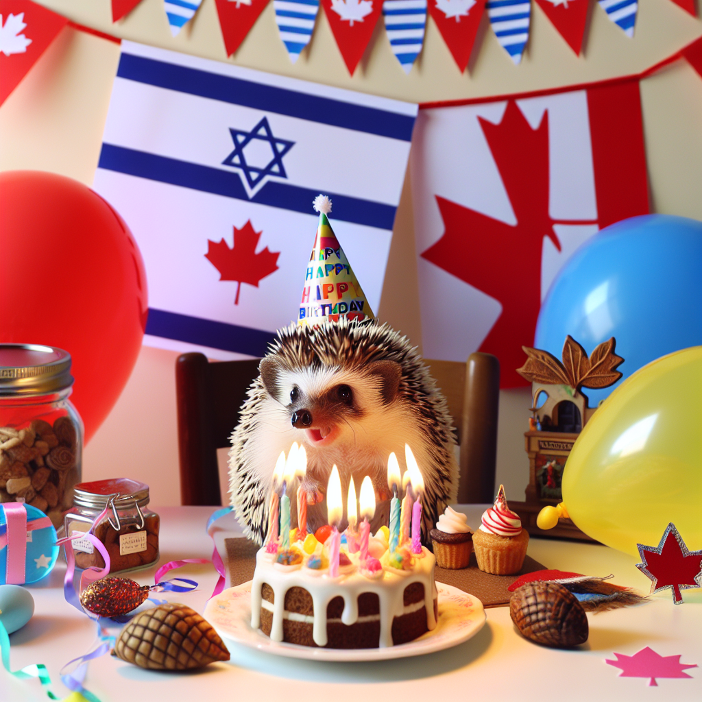 High Quality Hedgehog celebrating birthday Canada and Israel Blank Meme Template