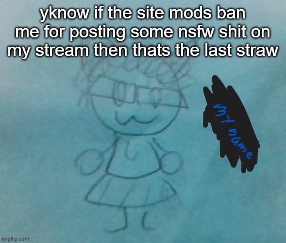 im not giving the link but if ur curious go to my stream | yknow if the site mods ban me for posting some nsfw shit on my stream then thats the last straw | image tagged in bda neko arc | made w/ Imgflip meme maker