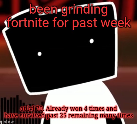uncanny ron | been grinding fortnite for past week; at lvl 70. Already won 4 times and have survived past 25 remaining many times | image tagged in uncanny ron | made w/ Imgflip meme maker