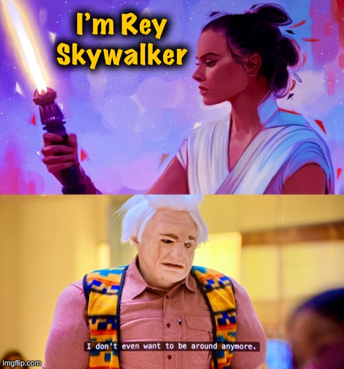 No, she’s not | I’m Rey Skywalker | image tagged in the rise of skywalker,star wars,memes,i think you should leave,put a chick in it,disney killed star wars | made w/ Imgflip meme maker