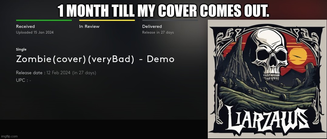 finally | 1 MONTH TILL MY COVER COMES OUT. | image tagged in heavy metal | made w/ Imgflip meme maker