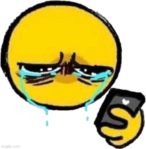 Crying cursed emoji looking at phone | image tagged in crying cursed emoji looking at phone | made w/ Imgflip meme maker
