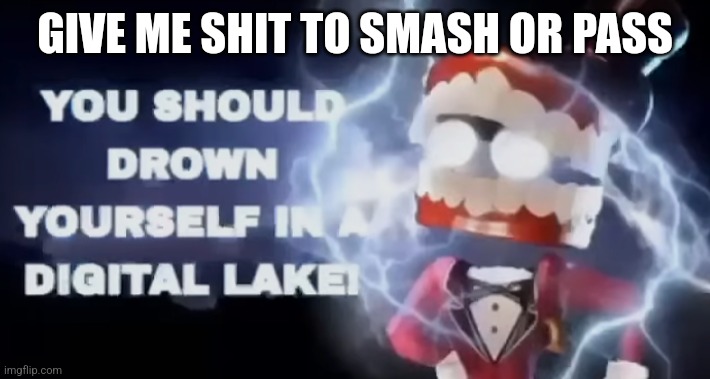 You should drown yourself in a digital lake | GIVE ME SHIT TO SMASH OR PASS | image tagged in you should drown yourself in a digital lake | made w/ Imgflip meme maker