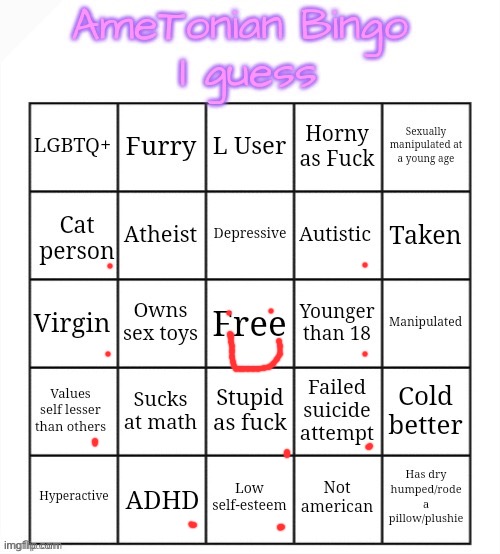 AmeTonian Bingo | image tagged in ametonian bingo | made w/ Imgflip meme maker