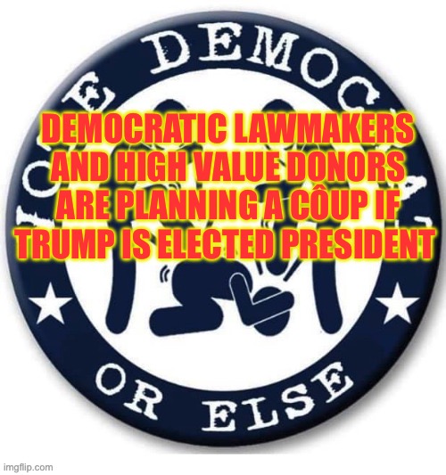 Trump lost | DEMOCRATIC LAWMAKERS AND HIGH VALUE DONORS ARE PLANNING A CÔUP IF TRUMP IS ELECTED PRESIDENT | image tagged in vote democrat,memes | made w/ Imgflip meme maker