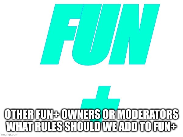 What's rules should be added to Fun+ | OTHER FUN+ OWNERS OR MODERATORS WHAT RULES SHOULD WE ADD TO FUN+ | image tagged in memes,fun,fun plus | made w/ Imgflip meme maker