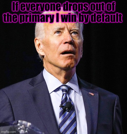 Joe Biden | If everyone drops out of the primary I win by default | image tagged in joe biden | made w/ Imgflip meme maker