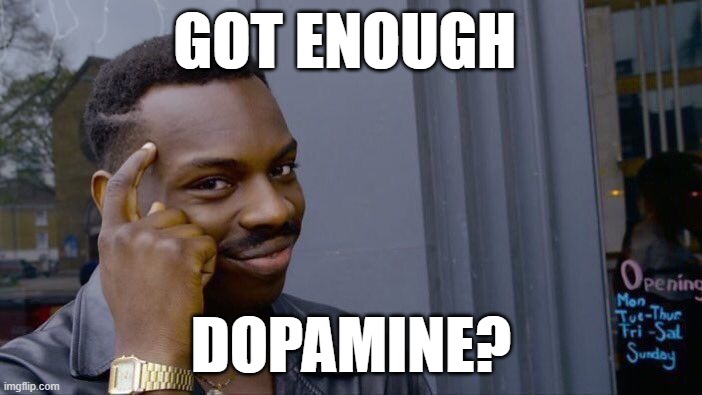 Roll Safe Think About It Meme | GOT ENOUGH; DOPAMINE? | image tagged in memes,roll safe think about it | made w/ Imgflip meme maker