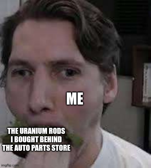 eat lettuce | ME; THE URANIUM RODS I BOUGHT BEHIND THE AUTO PARTS STORE | image tagged in eat lettuce | made w/ Imgflip meme maker