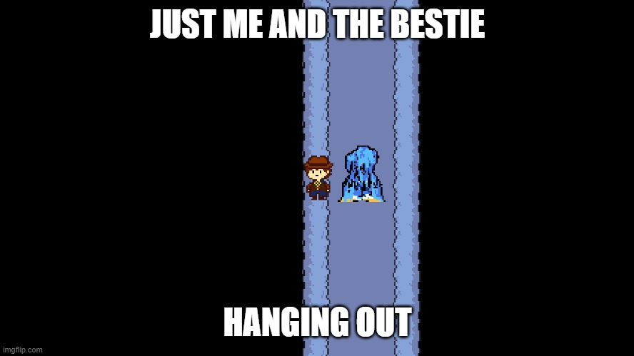 Me and the bestie | JUST ME AND THE BESTIE; HANGING OUT | image tagged in undertale,undertale yellow,clover,martlet | made w/ Imgflip meme maker