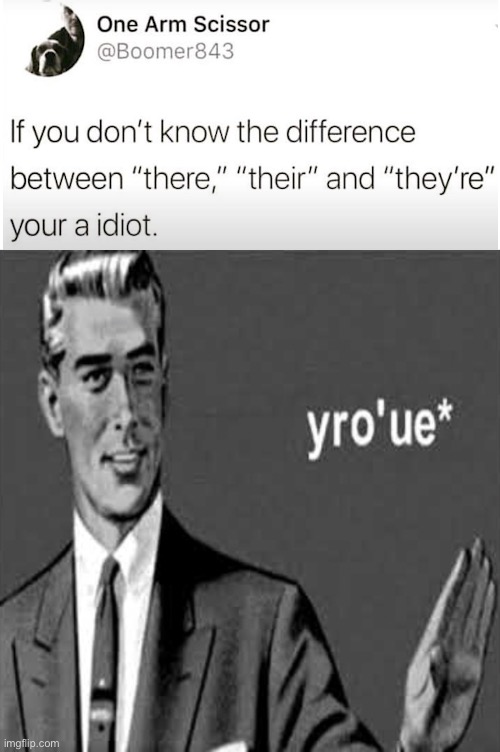 an* | image tagged in yro'ue,memes,you had one job | made w/ Imgflip meme maker