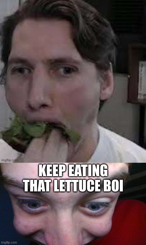 KEEP EATING THAT LETTUCE BOI | image tagged in eat lettuce | made w/ Imgflip meme maker